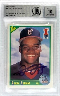 Tarjeta de novato Frank Thomas autografiada 1990 Score #663 autenticada BAS Foto 1 de 2