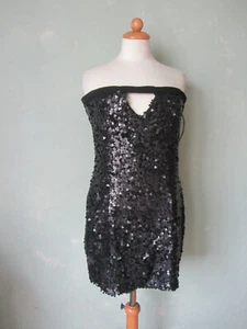 C`N`C    Minikleid Kleid Longshrit schwarz Pailletten Party Größe 40 L - Bild 1 von 3