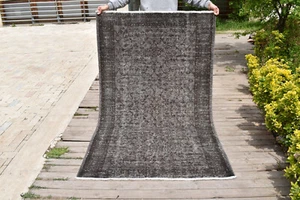Alfombra Turca 47"x78" Tejida a Mano Lana Teñida Gris Alfombra Vintage 120x200cm - Imagen 1 de 11