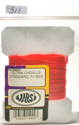 Material de atado de moscas Wapsi UCS501 Ultra Chenille estándar FL. Rojo #311 Foto 1 de 3