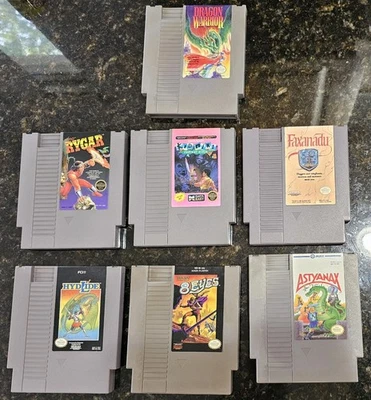 8 Eyes Dragon Warrior Rygar Kid Nikki Faxanadu Hydlide Astyanax Nes 7 Games Lot - Image 1 of 4