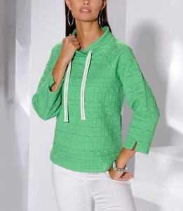 Damen Sweatshirt Oberteil 3/4-Arm Stehkragen Stretch apfel Gr. 46 NEU - Bild 1 von 1