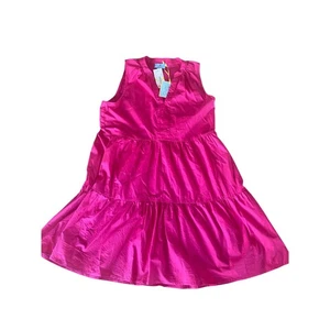 NWT CeCe Hot Pink Tiered, Sleeveless Dress Pockets *Flaw - Picture 1 of 11