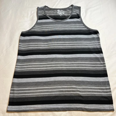 Old Skool Gray Black White Striped Tank Top XL Tagless Casual Streetwear - Image 1 of 4