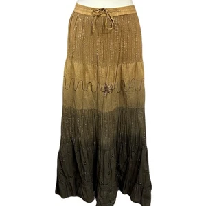 Maxi gonna donna Kommotion ricamata taglia 1x paillettes garza a strati boho ren fiera - Foto 1 di 9