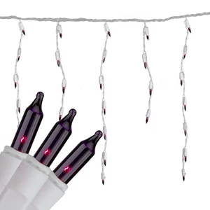 Brite Star Set of 100 Purple Mini Icicle Christmas Lights - 7.8ft White Wire - Picture 1 of 4