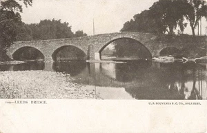 Vintage Leeds Bridge Stone Arch Scenic Postcard U.S. Souvenir P.C. Co. - Picture 1 of 2