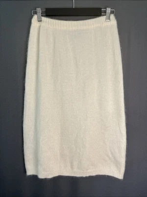 80s Richard & Company Angora Lambswool Straight Skirt Vintage Size Medium Ivory - Image 1 of 4