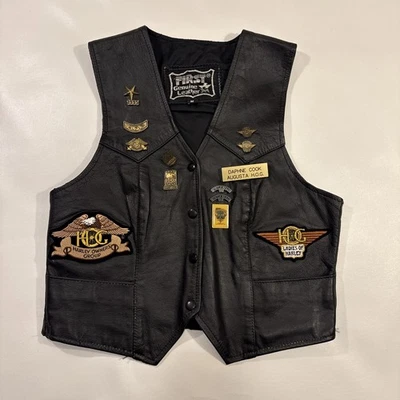 Vintage HOG Ladies of Harley Vest w/ Myrtle Beach Pins Augusta SC - Image 1 of 4
