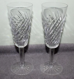 TWO WATERFORD CRYSTAL MICHELE CHAMPAGNE FLUTE GLASSES - Picture 1 of 7