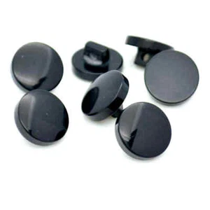 BLACK FLAT ROUND SHANK BUTTONS 14mm  - Picture 1 of 1