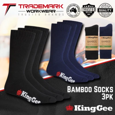 King Gee Mens Bamboo Crew Work Socks 3PK (K09230) 6-10 & 11-14  - image 1 of 2