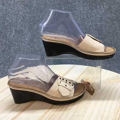 A2 by Aerosoles Sandals Womens 6 M Dread Stock Slides Beige Leather Wedge Casual - Image 1 of 4