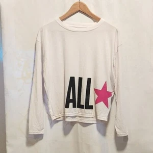 Converse Girls Size XL Pullover Shirt Long Sleeve Cropped Loose Fit White - Picture 1 of 8
