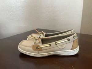 Sperry Top-Sider scarpe da barca donna beige marrone pelle memory foam fiocco 6,5 M - Foto 1 di 7