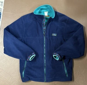 VTG LLBean Navy Aztec Polartec Fleece Windproof Series 1000 Size Large/XL? Read - Picture 1 of 10