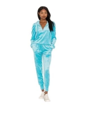 Joggers Generation Love Scuba Blue Ivy de terciopelo triturado Foto 1 de 3