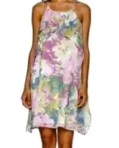 BCBG MaxAzria Sommerkleid weiß Aquarell Blumen Rüschen Größe Small - Bild 1 von 10
