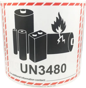 UN3480 Lithium Ion Battery Shipping Labels, 4.5 x 5 Inches, 500 Labels Total - Picture 1 of 3