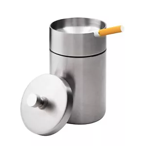 Stainless Steel Auto Ashtrays With Lid Car Ashtray Smell Proof Portable Smokeles - Picture 1 of 8