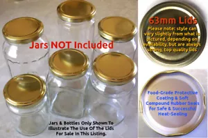 63mm BPA-Free GOLD Twist Lids x50 © Recycle Your Jars! Fills 500g Postage Rate! - Picture 1 of 1