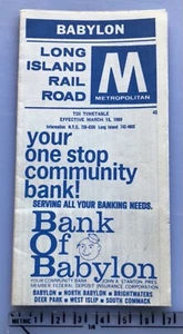 Babylon Long Island Rail Road LIRR Schedule Time Table 1969 Vintage Metro Train - Picture 1 of 5