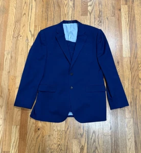 Charles Tyrwhitt Super 110 Navy Blue Suit Wool Slim Fit 2 Piece 44R PANTS MENDED - Picture 1 of 18