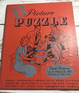VINTAGE 2 BILDER PUZZLE ORDNER STIL Camptown Rennen und lustige Juweliere - Bild 1 von 6