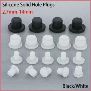 Round Solid Silicone Seal Hole Plugs Blanking End Caps White/Black 2.7mm~14mm - Picture 1 of 12