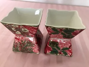 222 Fifth Holiday Decoupage Square Appetizer Fruit Dessert Bowls (4) New - Picture 1 of 20