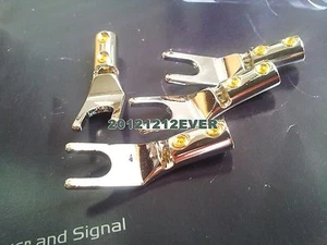 4x Altavoz Enchapado en Rodio Puro Cable Espada Terminal Y Conector Enchufe - Imagen 1 de 5