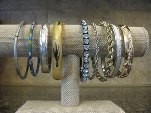 Lote 8 Pulseras Brazalete Cloisonne Cadena Celuloide? Estrás Monet aspecto bambú - Imagen 1 de 11