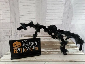 Bendable black Spider Happy Halloween sign fall decor Halloween ornament - Picture 1 of 6