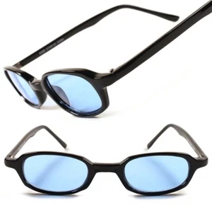 Blaue Gläser Hipster Vintage Retro Herren Damen kleine rechteckige Sonnenbrille - Bild 1 von 4