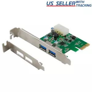 2-Port USB 3.0 PCI-Express PCIe Adapter Controller Card ~ Low Profile - Picture 1 of 2