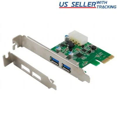 2-Port USB 3.0 PCI-Express PCIe Adapter Controller Card ~ Low Profile - Image 1 of 2
