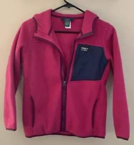 LL Bean Fleece Kids Size 10-12 Berry, Hooded, Full Zip, Front And Side Pockets - Picture 1 of 6