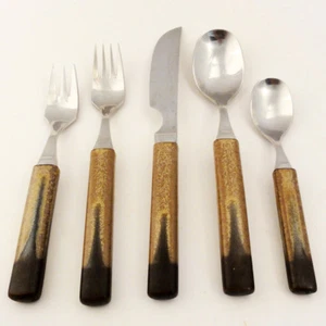 TIGER'S EYE Flatware Denby 5 Piece Place Setting Stone & Steel NEW NEVER USED - Picture 1 of 8
