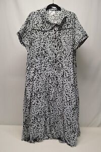 NWT  Unique Vintage 1950'S Gray & Black Spotted Shirt Dress Size 3X/20