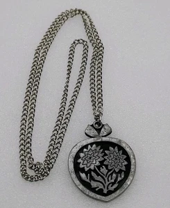 Vintage Rune Tennesmed Sweden Pewter Flower 2" Pendant 27" Chain Necklace - Picture 1 of 5