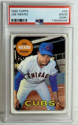 JOE NIEKRO 1969 Topps #43 Chicago Cubs PSA 2 GOOD MK - Image 1 of 2