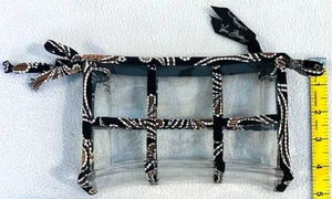 Vera Bradley Zip Transparent Clear Travel Cosmetic Pouch Black Brown White 5x7" - Picture 1 of 4