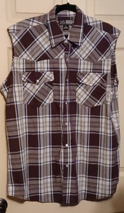 Camicia Canyon Guide Outfitters senza maniche uomo XL a quadri con perle a scatto - Foto 1 di 3