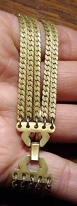 Brazalete De Colección 5 Hilos Eslabones Espiga 7" Tono Dorado Cepillado Clásico Sin Firmar GC - Imagen 1 de 10