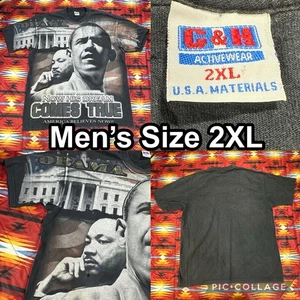 Vintage Barack Obama MLK Jr Faded Black T-Shirt AOP Men’s 2XL All Over Print - Picture 1 of 14