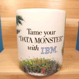 Vintage 1980s IBM Promo Ad Coffee Mug - Tame Your "Data Monster" With IBM - RARE - Picture 1 of 10