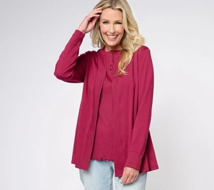 Isaac Mizrahi Live! Women's Top Sweater Sz S Essentials Pima Cotton Red A612217 - Picture 1 of 4