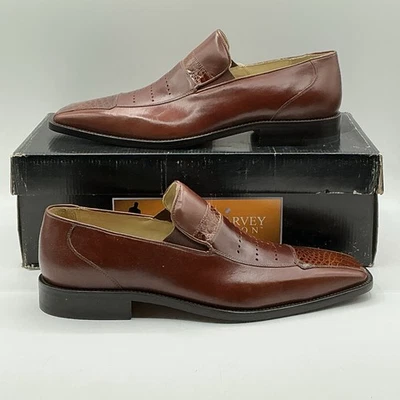 NUEVO Zapato de Vestir Steve Harvey Para Hombres Marrón Cuero Genuino/Cocodrilo Talla 9 Foto 1 de 4