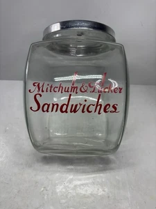 Antique Mitchum & Tucker Sandwich Advertising Glass Country Store Counter Jar - Picture 1 of 7
