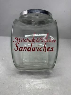 Antique Mitchum & Tucker Sandwich Advertising Glass Country Store Counter Jar - Image 1 of 4